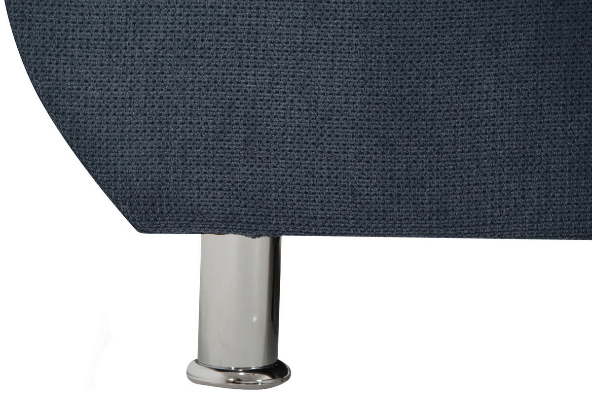 ECKSOFA in Flachgewebe, Mikrofaser Blau  - Blau/Chromfarben, Design, Kunststoff/Textil (312/198cm) - Livetastic