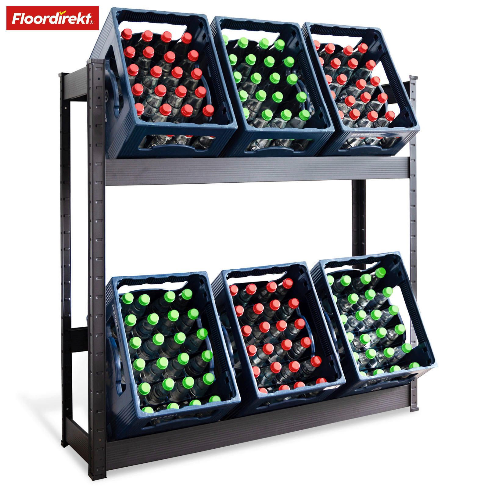 Floordirekt Flaschenregal Osaka Schwarz Hochglanz 110x110x30 cm
