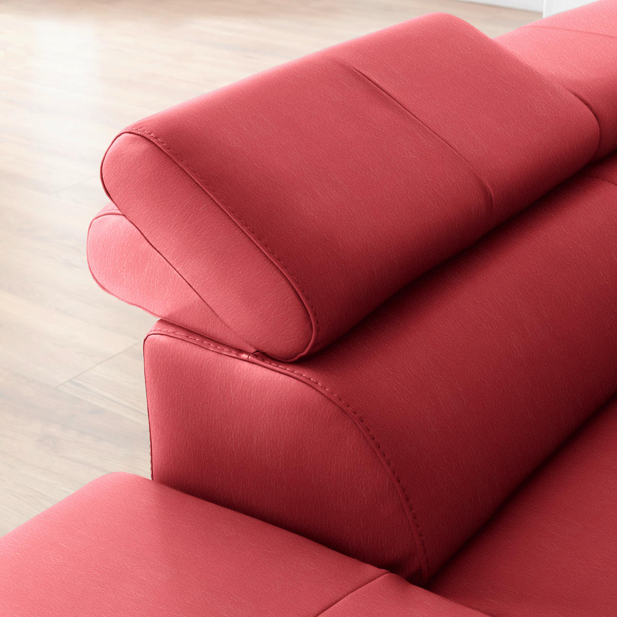 ECKSOFA in Lederlook Kombination Echtleder/Lederlook Rot  - Rot/Schwarz, Design, Leder/Textil (220/256cm) - Celina Home