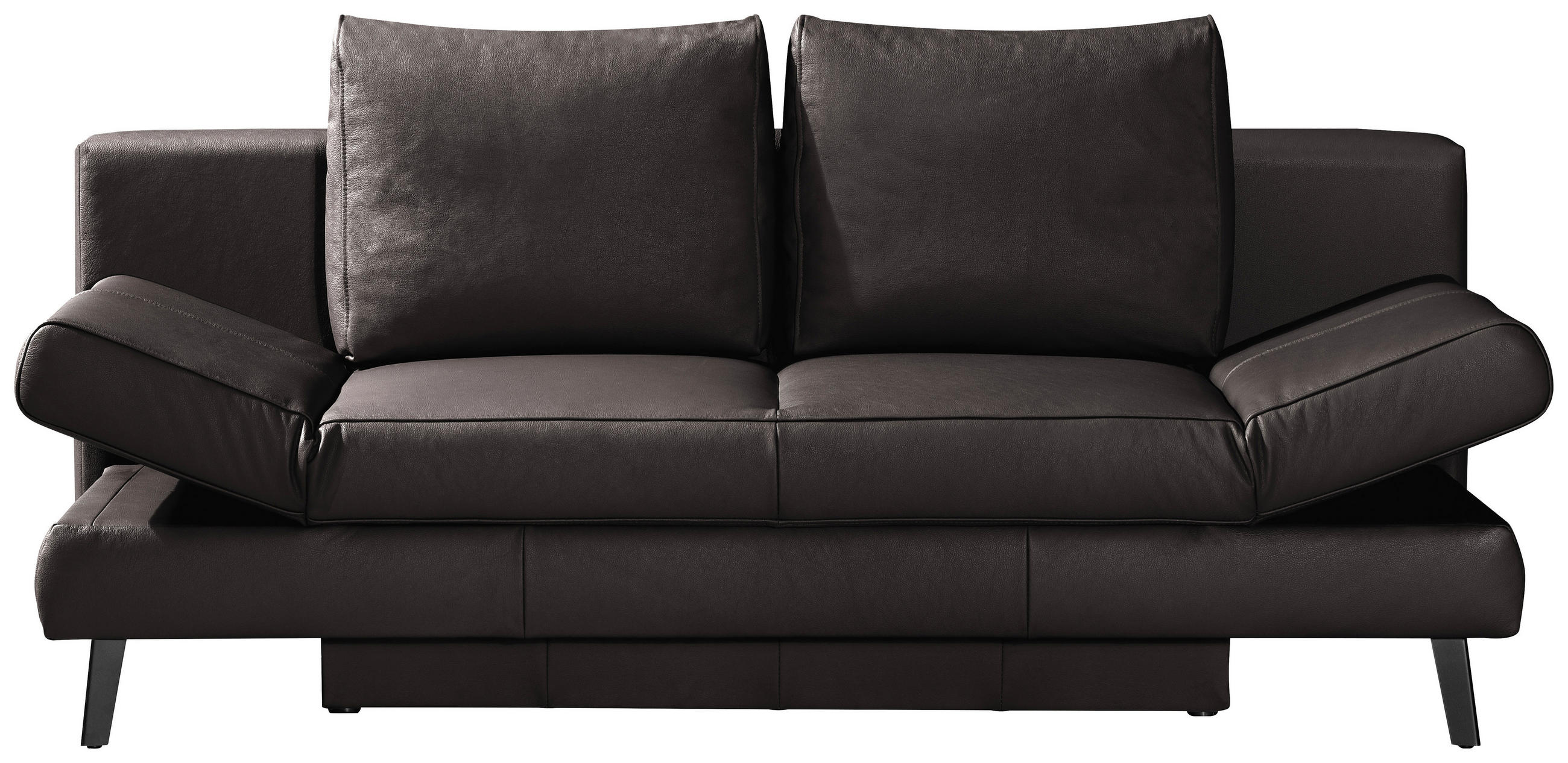SCHLAFSOFA Dunkelbraun Echtleder  - Dunkelbraun/Schwarz, Design, Leder/Metall (200/85/90cm) - Novel
