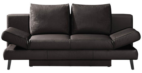 SCHLAFSOFA in Echtleder Dunkelbraun  - Dunkelbraun/Schwarz, Design, Leder/Metall (200/85/90cm) - Novel