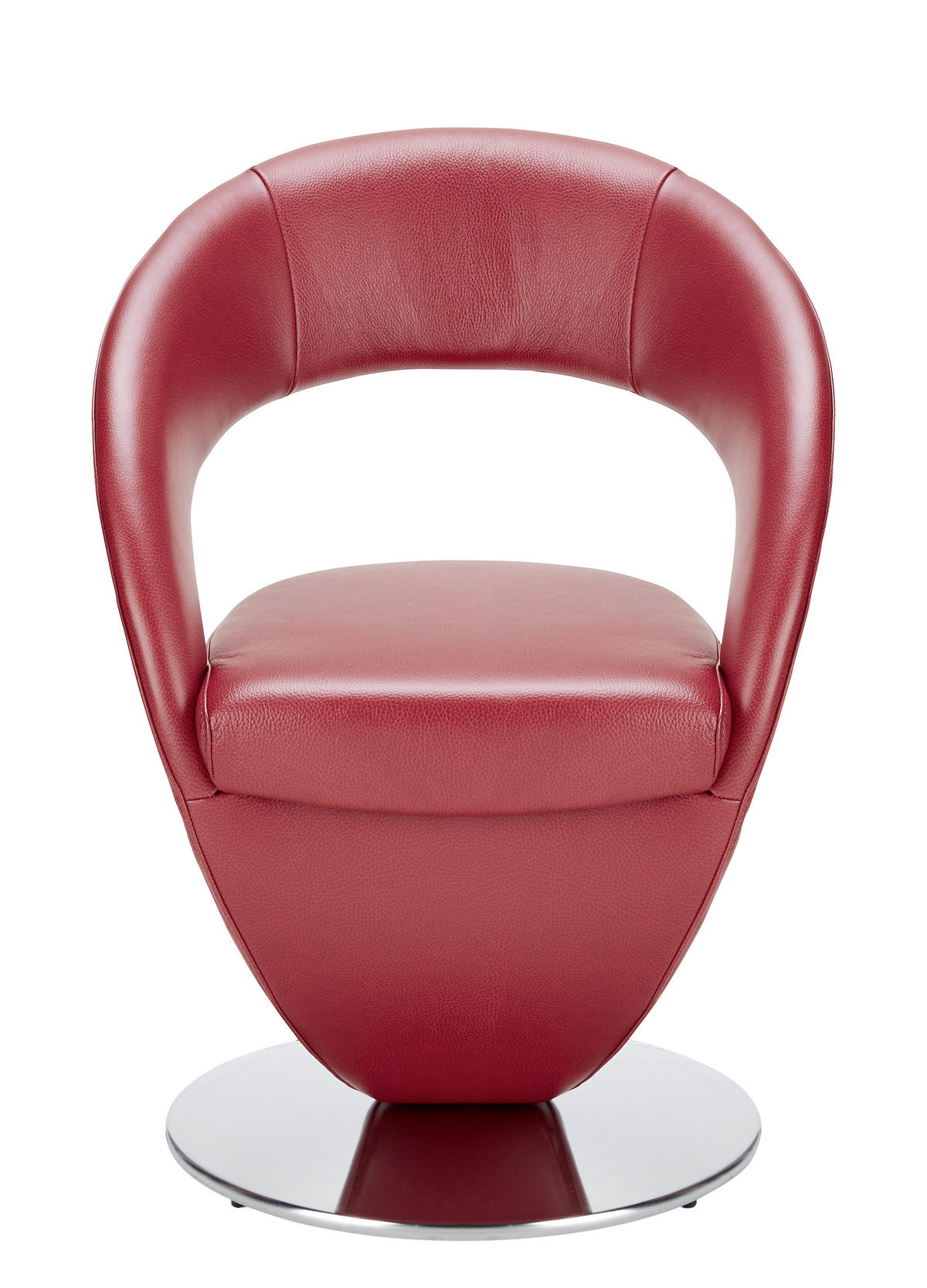 STUHL Echtleder Rot, Edelstahlfarben  - Edelstahlfarben/Rot, Design, Leder/Metall (62/86/61cm) - Moderano