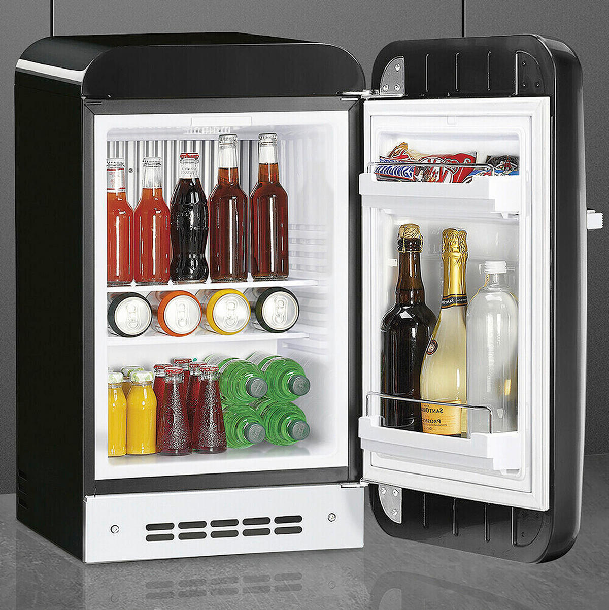 MINIKÜHLSCHRANK - Schwarz Hochglanz, Trend, Metall (40.4/72.5/57cm) - SMEG