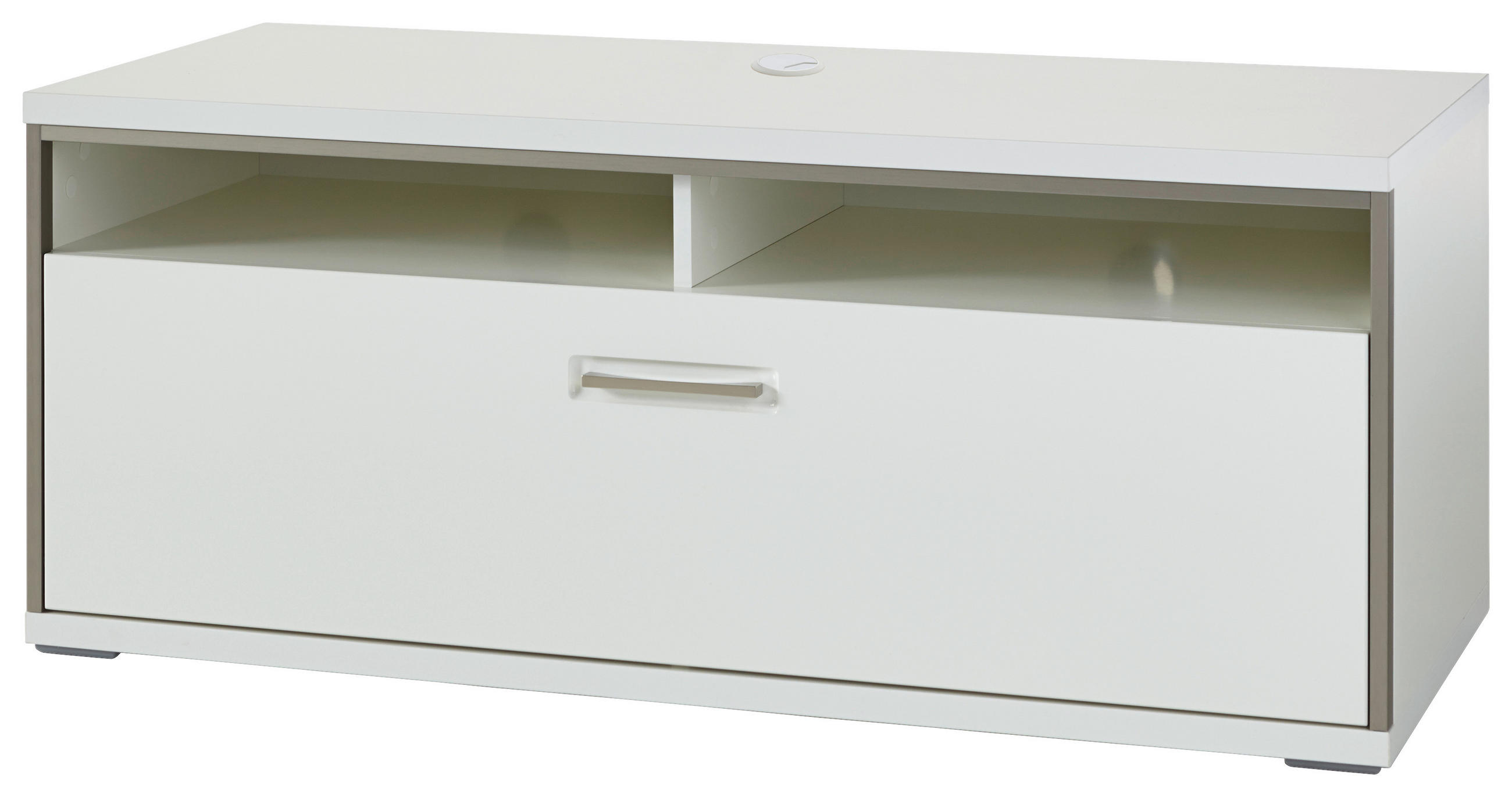 TV DIEL, sivá, strieborná, biela, biela s vysokým leskom, 124/51/52 cm - sivá/biela, Design, kov/kompozitné drevo (124/51/52cm) - Livetastic