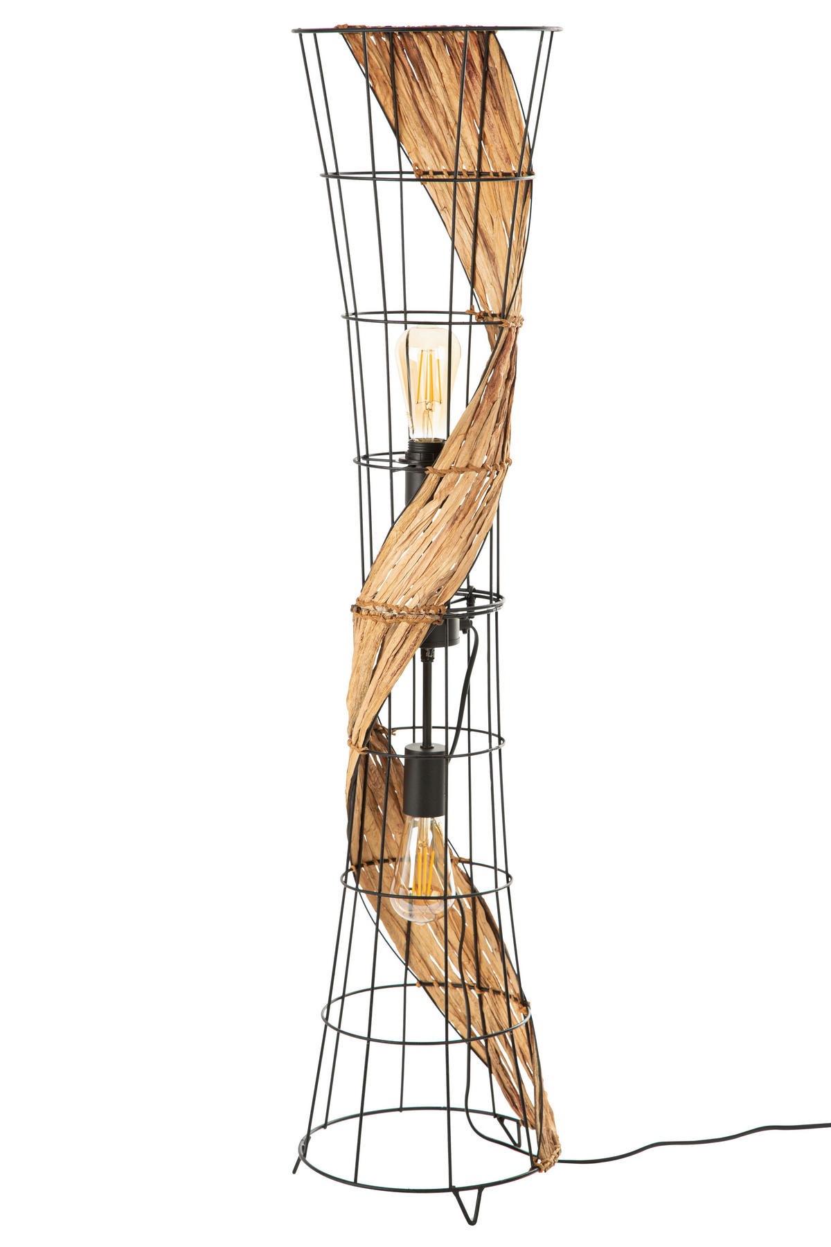 STEHLEUCHTE 25/110 cm    - Schwarz/Naturfarben, Natur, Naturmaterialien/Metall (25/110cm) - Globo