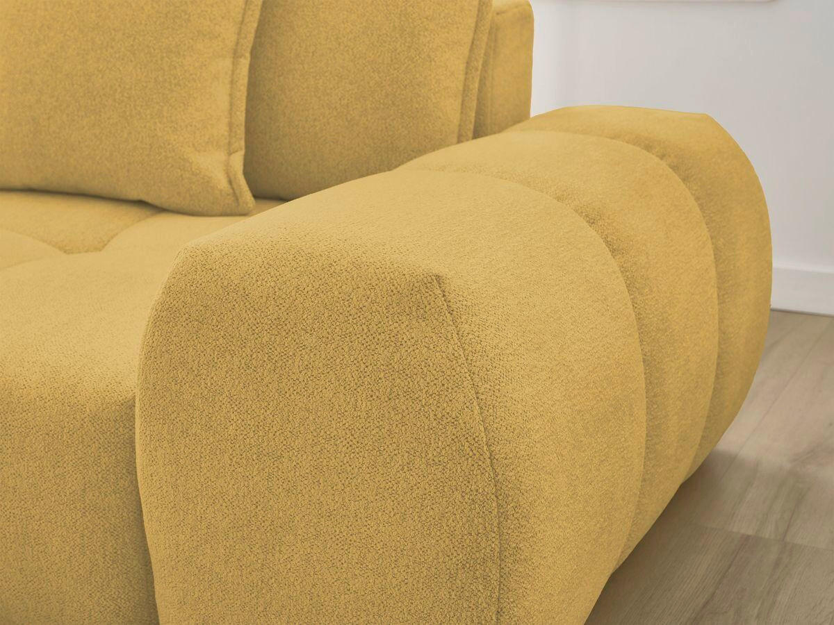 ECKSCHLAFSOFA EVEREST  mit Rücken echt, Armteil links, Armteil rechts Flachgewebe Gelb  - Gelb/Schwarz, MODERN, Kunststoff/Textil (180/318cm) - Livetastic