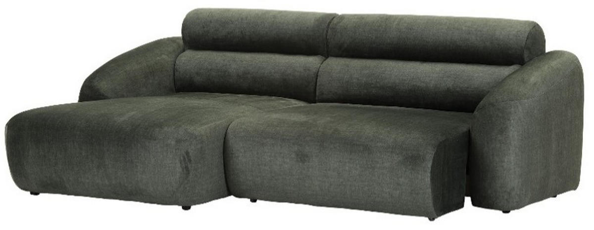 ECKSOFA Aruna Waldgrün Flachgewebe Rücken echt, Relaxfunktion, Sitztiefenverstellung  - Waldgrün/Schwarz, Design, Kunststoff/Textil (165/245cm) - Lomoco