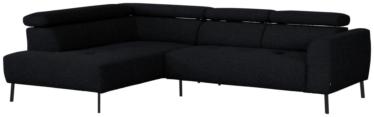 ECKSOFA in Chenille Anthrazit  205/280 cm  - Anthrazit/Schwarz, Design, Textil/Metall (205/280cm) - Xora