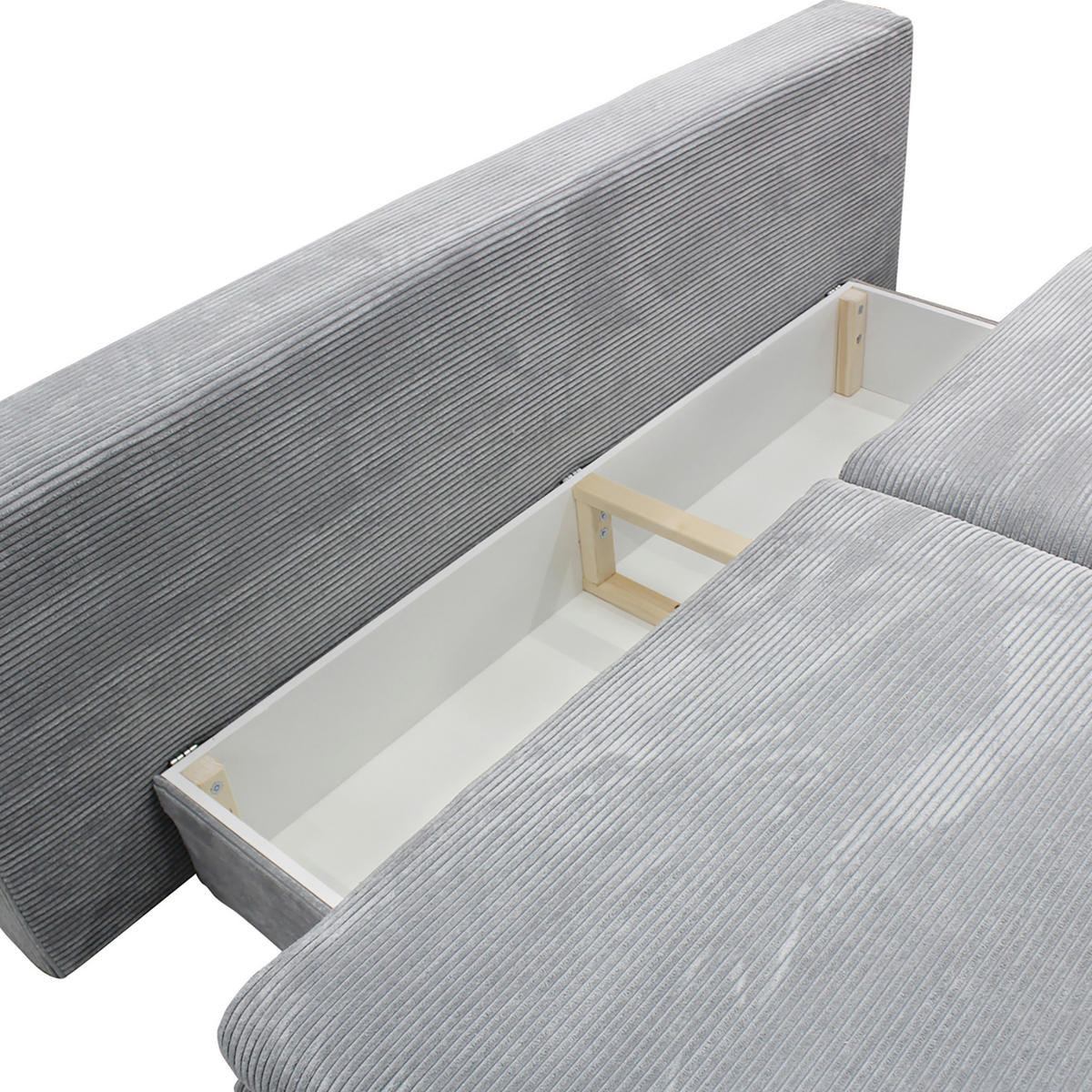 SCHLAFSOFA  mit Cord Hellgrau  - Hellgrau/Schwarz, Design, Holz/Textil (202/85/99cm) - P & B