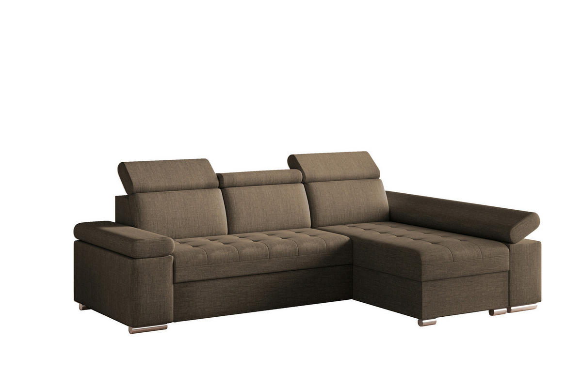 ECKSOFA TORONTO in Webstoff Braun  - Silberfarben/Braun, Design, Kunststoff/Textil (260/168cm) - MID.YOU