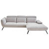 ECKSOFA in Cord Hellgrau  301/196 cm  - Hellgrau/Schwarz, Design, Textil/Metall (301/196cm) - Moderano