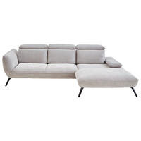 ECKSOFA in Cord Hellgrau  301/196 cm  - Hellgrau/Schwarz, Design, Textil/Metall (301/196cm) - Moderano