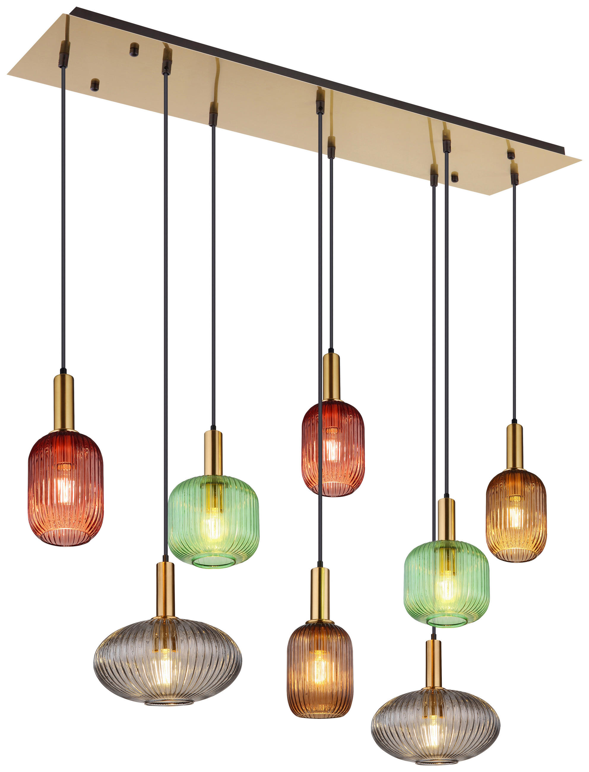 HÄNGELEUCHTE 125/47/150 cm    - Brombeere/Messingfarben, Design, Glas/Metall (125/47/150cm) - Globo