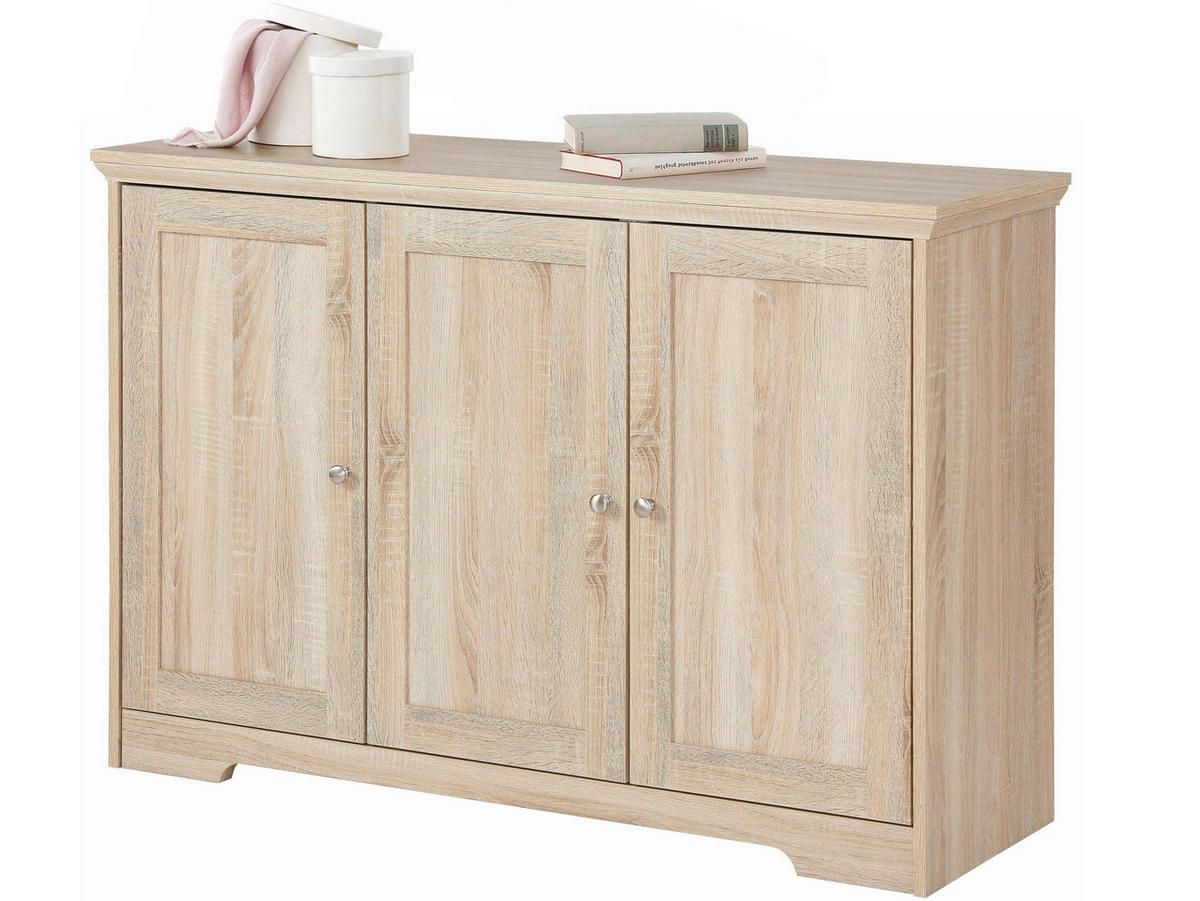 SIDEBOARD NANTES 118/80/39 cm  - Eichefarben/Silberfarben, Design, Holzwerkstoff/Metall (118/80/39cm) - Livetastic