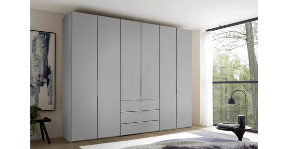 DREHTÜRENSCHRANK inkl. Zubehör 298/222/63 cm,  in Hellgrau, 6-türig  - Hellgrau/Alufarben, Design, Holzwerkstoff/Metall (298/222/63cm) - Dieter Knoll