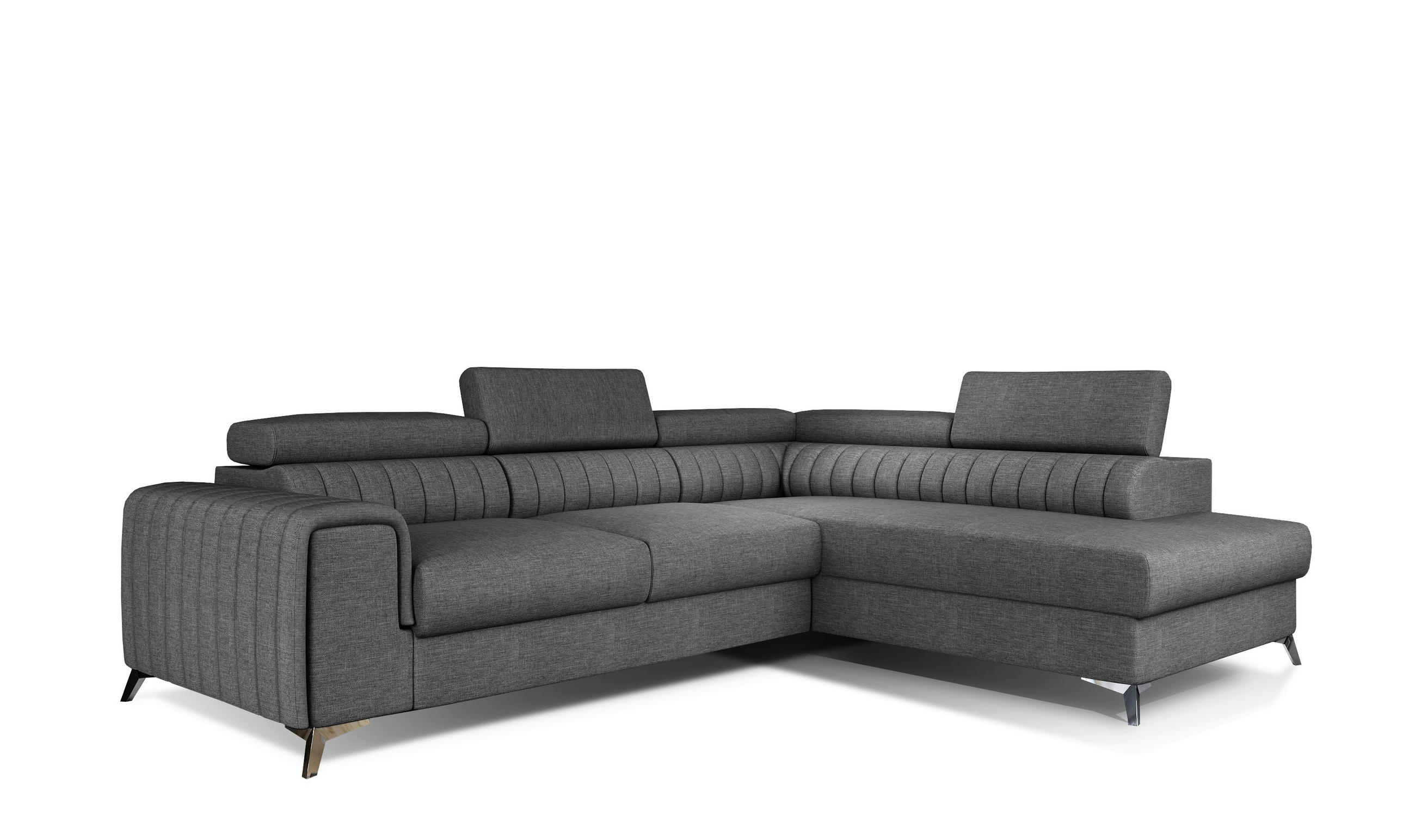ECKSOFA in Webstoff Grau  278/205 cm  - Silberfarben/Grau, Design, Textil/Metall (278/205cm) - MID.YOU