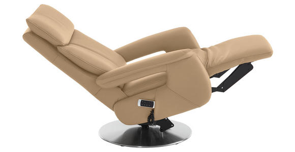 RELAXSESSEL in Leder Hellbraun - Hellbraun/Edelstahlfarben, Design, Leder/Metall (78/112/85cm) - Cantus
