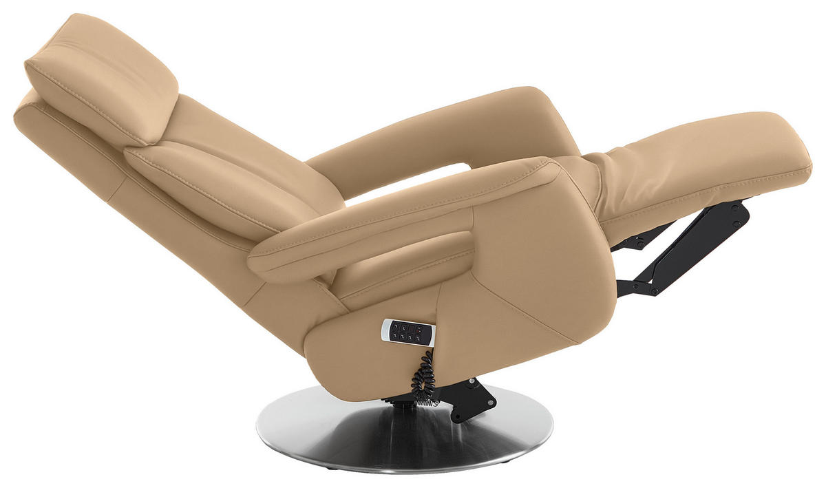 RELAXSESSEL in Leder Hellbraun  - Hellbraun/Edelstahlfarben, Design, Leder/Metall (78/112/85cm) - Cantus