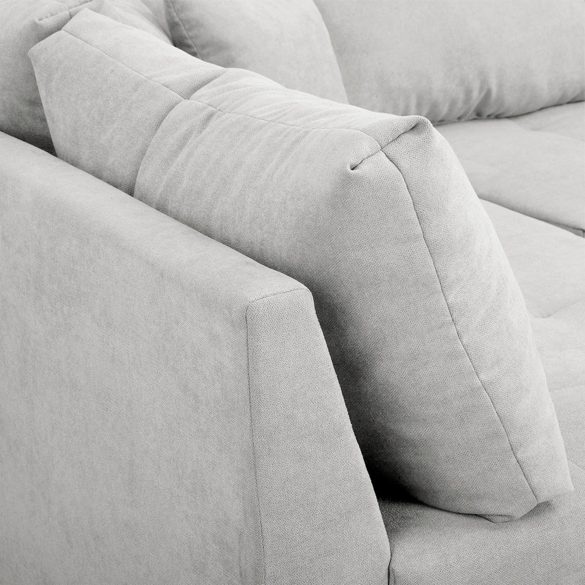 ECKSOFA Ariella in Mikrofaser Hellgrau  161/231 cm  - Hellgrau/Naturfarben, Design, Holz/Textil (161/231cm) - Livetastic