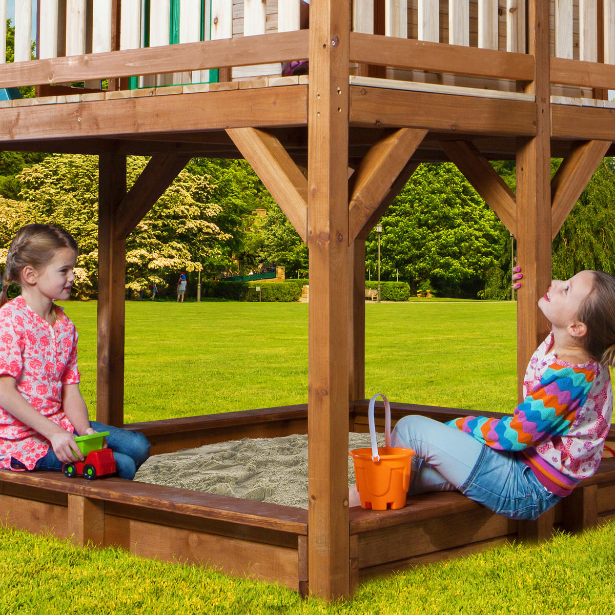 SPIELTURM 541/291/277 cm  - Weiss/Braun, Konventionell, Holz/Kunststoff (541/291/277cm)