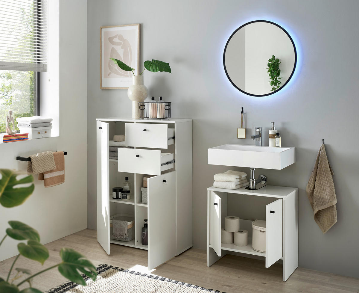 MIDISCHRANK 80/110/30 cm  - Weiss/Schwarz, Modern, Holzwerkstoff/Kunststoff (80/110/30cm) - MID.YOU