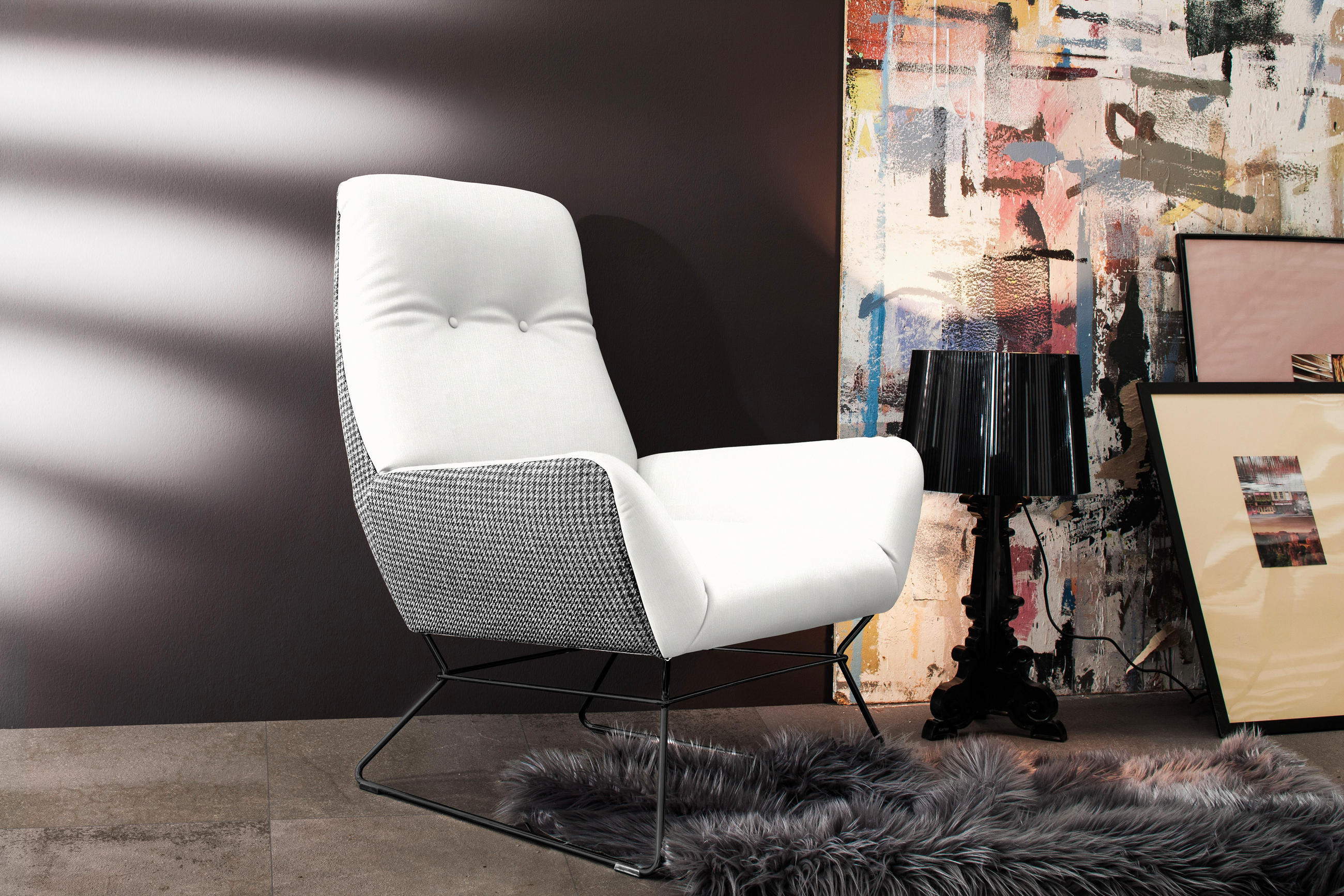 SESSEL in Flachgewebe Creme  - Creme/Schwarz, Design, Textil/Metall (82/102/81cm) - Pure Home Lifestyle