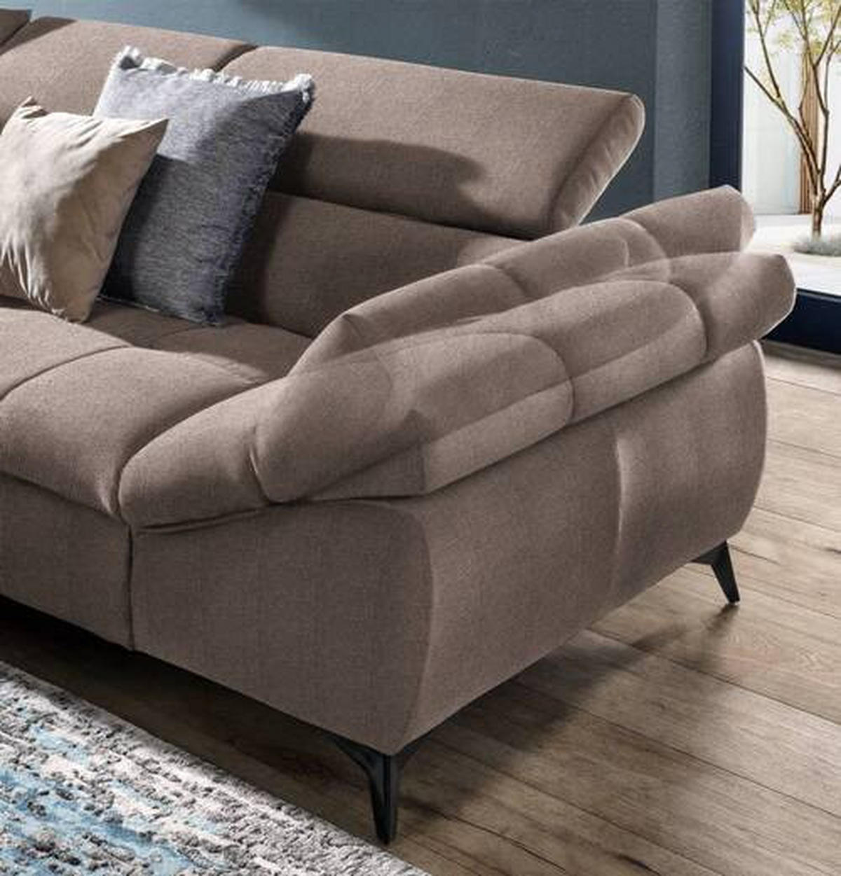 ECKSOFA in Mikrofaser Taupe  210/279 cm  - Taupe/Schwarz, Design, Kunststoff/Textil (210/279cm) - Stylife