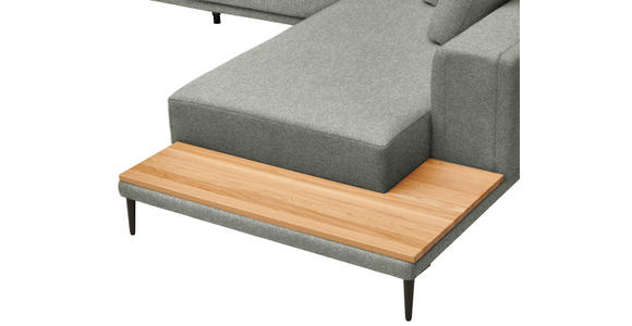 ECKSOFA  in Leinwand Graugrün  318/271 cm  - Schwarz/Graugrün, Design, Textil/Metall (318/271cm) - Belluti