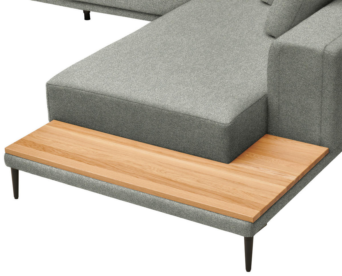 ECKSOFA  in Leinwand Graugrün  318/271 cm  - Schwarz/Graugrün, Design, Textil/Metall (318/271cm) - Belluti