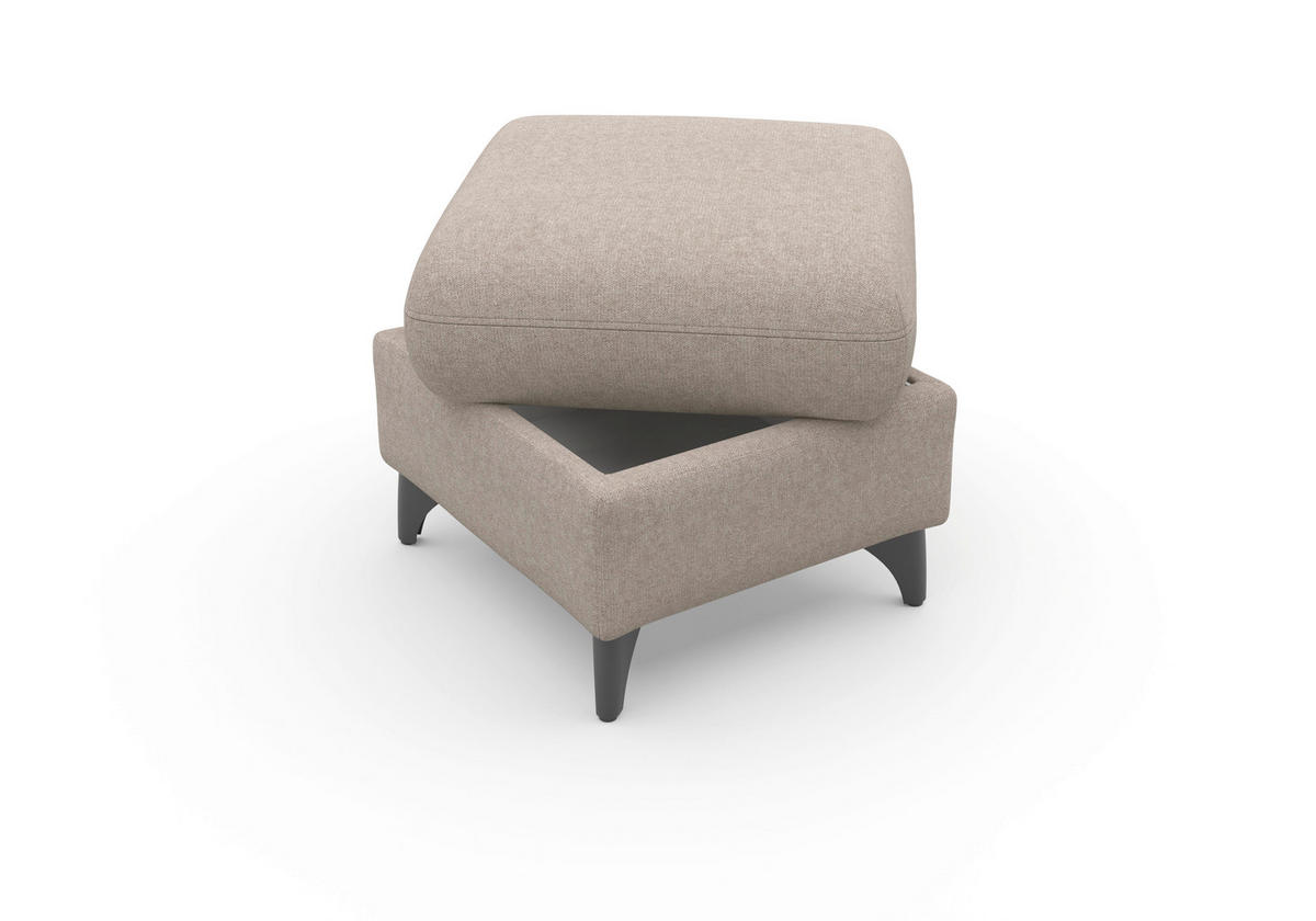 HOCKER in Textil Taupe  - Taupe/Schwarz, KONVENTIONELL, Textil/Metall (58/48/58cm) - Sit & More