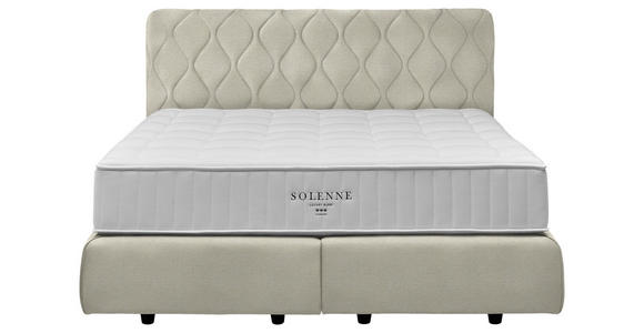 BOXSPRINGBETT 180/200 cm  in Elfenbein  - Elfenbein/Schwarz, Design, Kunststoff/Textil (180/200cm) - Johann Jakob