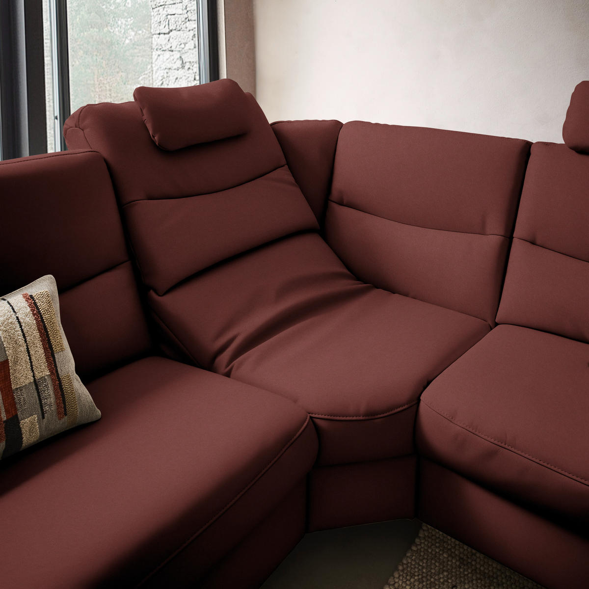 ECKSOFA  in Echtleder Rotbraun  280/249 cm  - Rotbraun/Anthrazit, Design, Leder/Metall (280/249cm) - Himolla Komfortklass