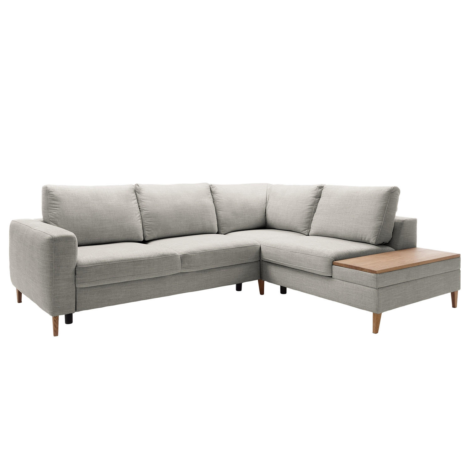 ECKSOFA in Webstoff Grau  - Eschefarben/Grau, Modern, Holz/Textil (260/90/204cm) - Trendmanufaktur
