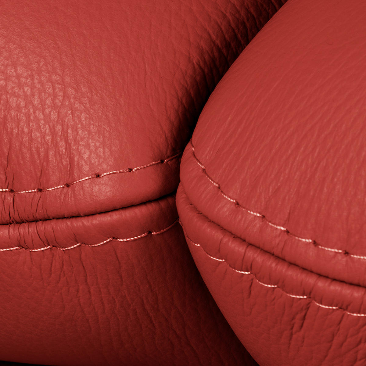 2,5-SITZER Rot Echtleder  - Silberfarben/Rot, Design, Leder/Metall (197/90/88cm) - Livetastic