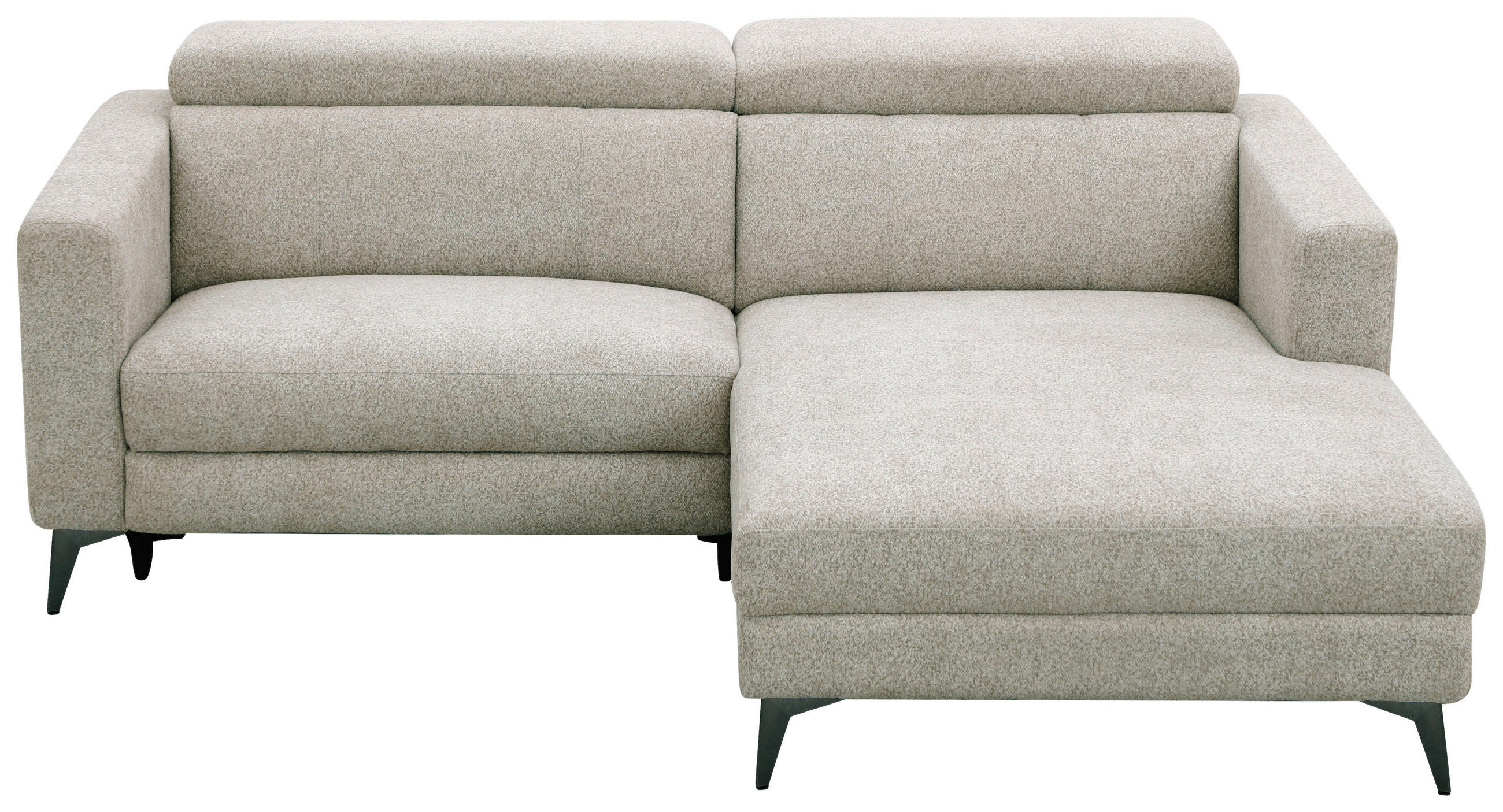 ECKSOFA Beigebraun Chenille  - Chromfarben/Beigebraun, Design, Textil/Metall (218/173cm) - Carryhome