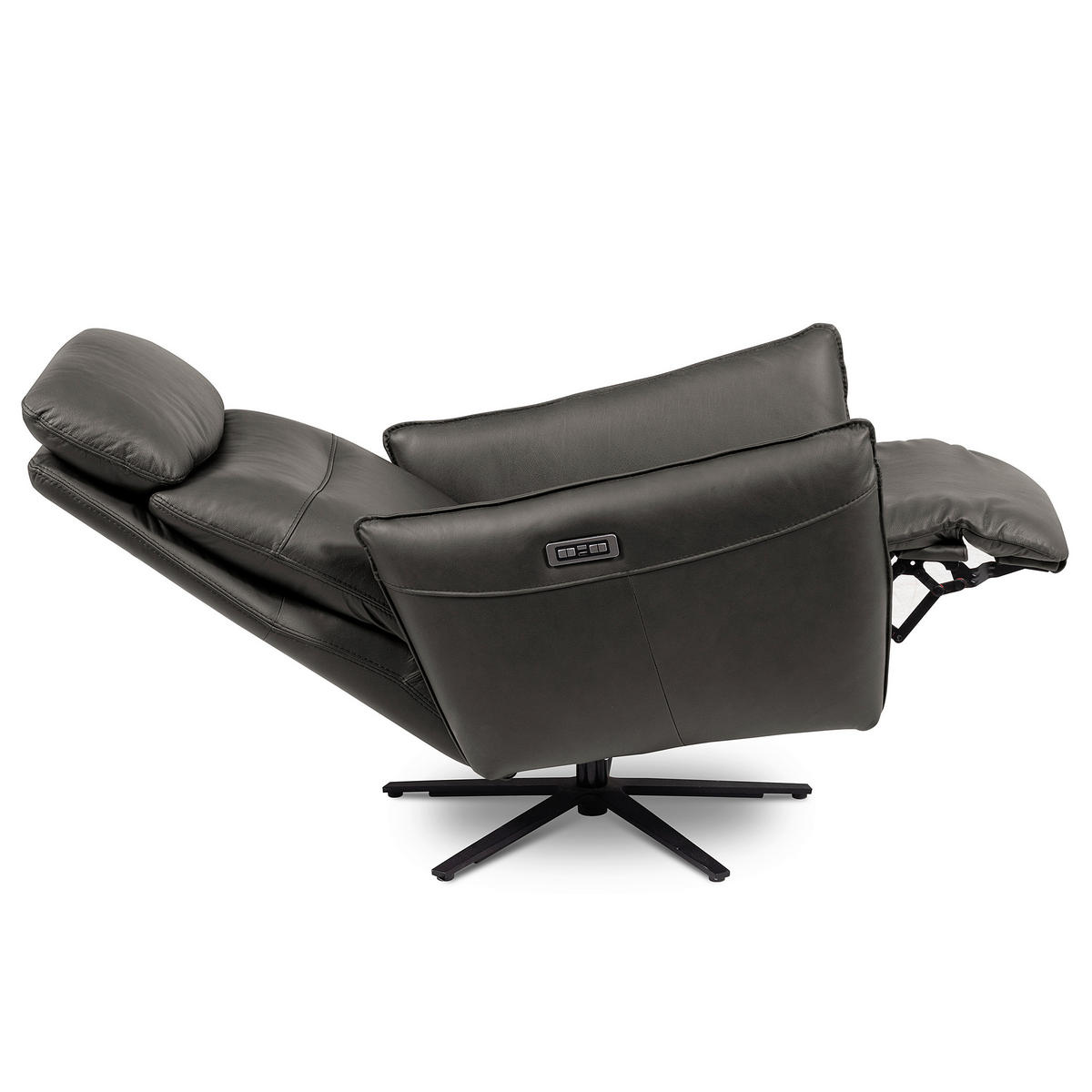 RELAXSESSEL in Leder Anthrazit  - Anthrazit/Schwarz, Design, Leder/Metall (77/107/88cm) - Livetastic