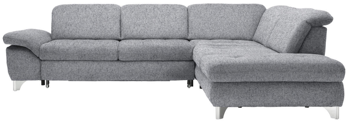 ECKSOFA in Webstoff Grau  319/260 cm  - Chromfarben/Grau, Design, Textil/Metall (319/260cm) - Beldomo Style