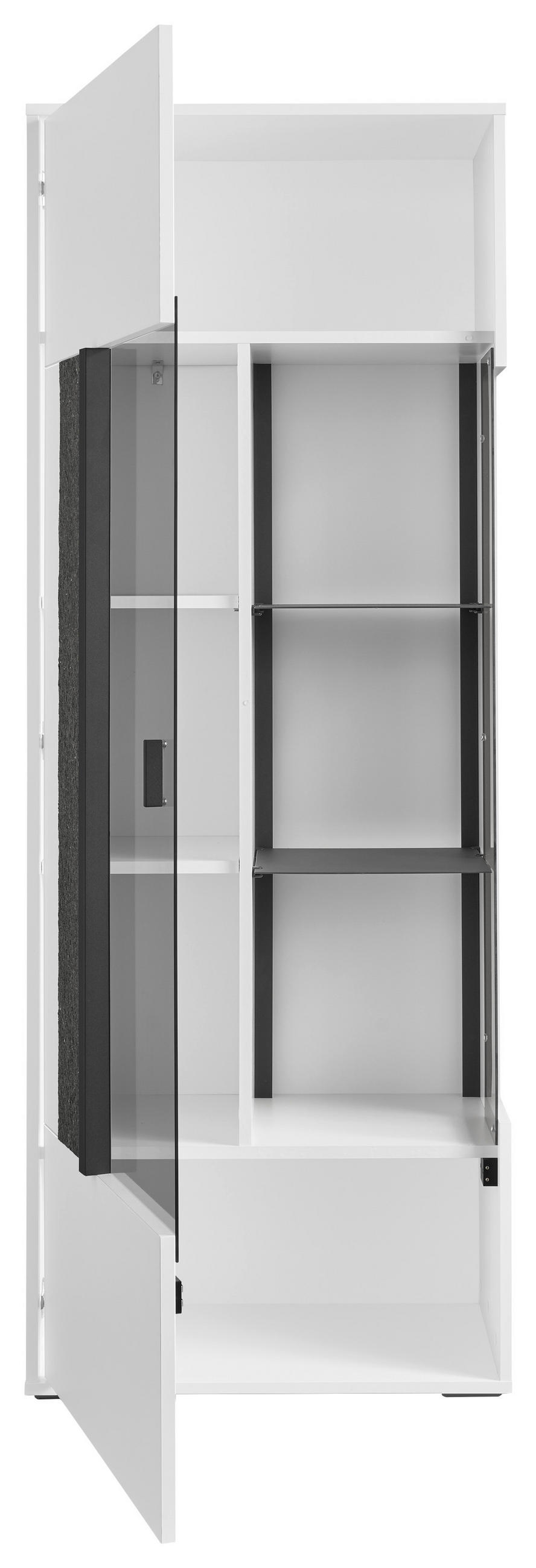 VITRINE in Weiß  - Dunkelgrau/Weiß, Design, Glas/Holzwerkstoff (63,7/170,8/37,2cm) - SetOne by Musterring