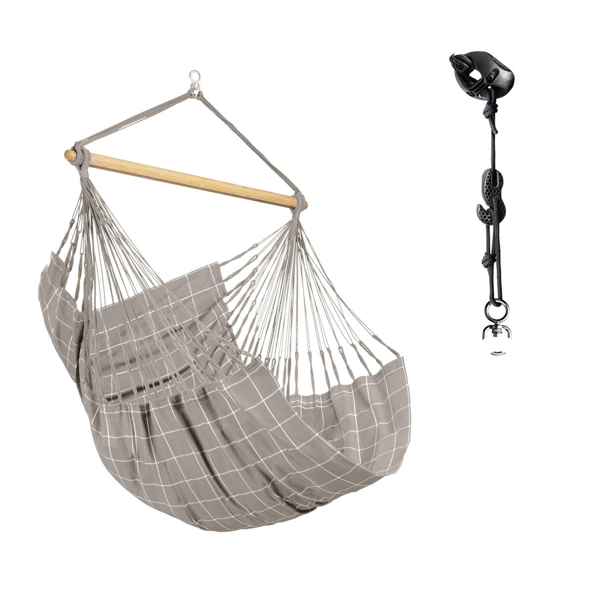 HÄNGESESSEL comfort outdoor 110/160/180 cm  - Hellgrau/Weiß, KONVENTIONELL, Holz/Textil (110/160/180cm) - La Siesta