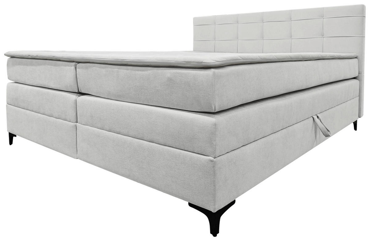 BOXSPRINGBETT 180/200 cm,  in Beige, H3 = fest  - Beige/Schwarz, KONVENTIONELL, Kunststoff/Textil (180/200cm)