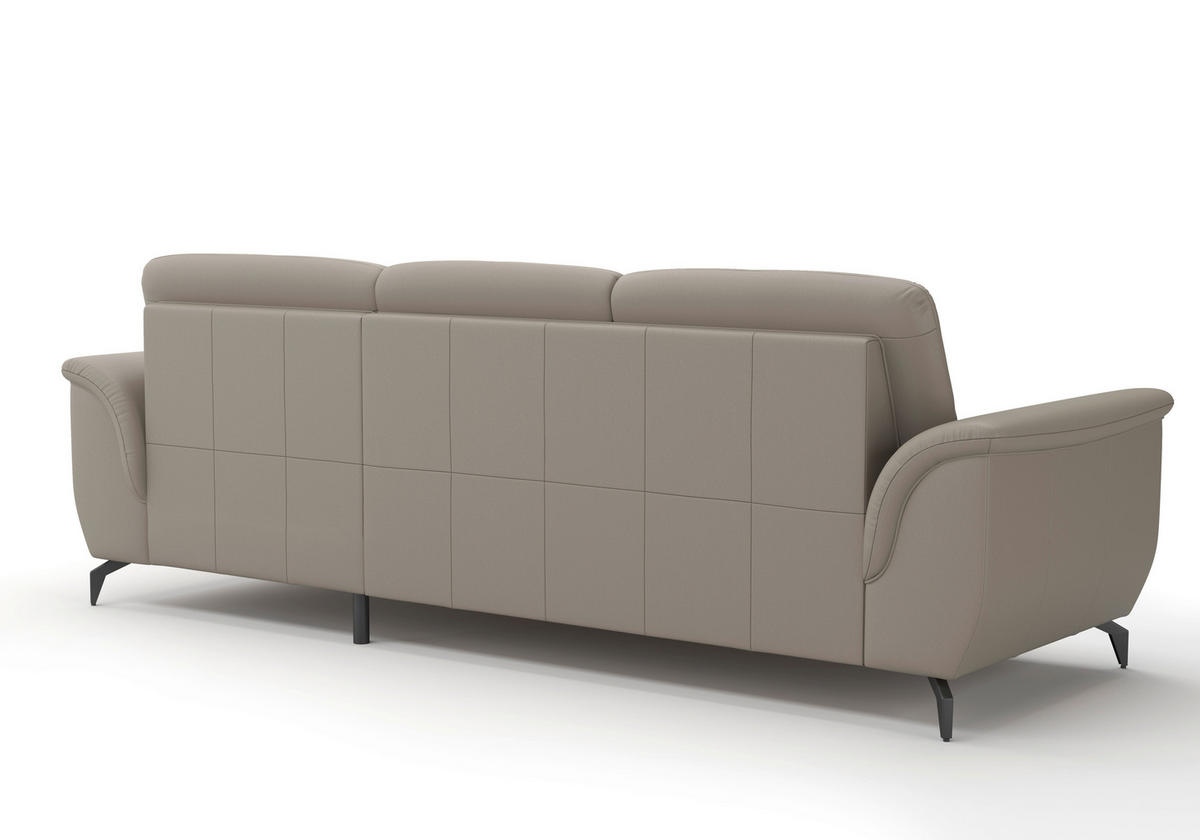 ECKSOFA in Echtleder Grau  262/164 cm  - Schwarz/Grau, MODERN, Leder/Metall (262/164cm) - Sit & More