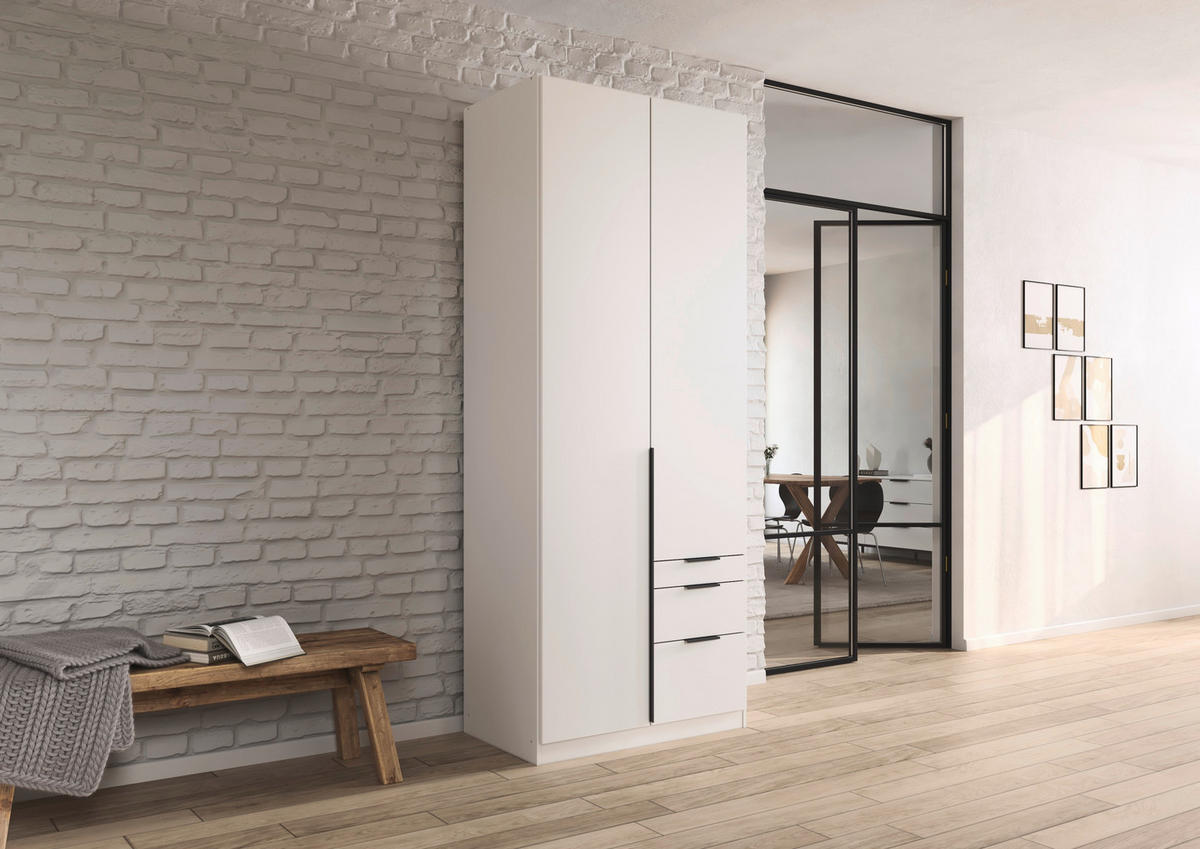 DREHTÜRENSCHRANK  in Weiß  - Weiß/Grau, MODERN, Holzwerkstoff/Metall (91/229/54cm) - Rauch Möbel