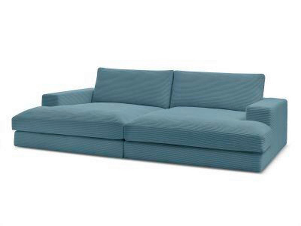 BIGSOFA LEONARD Cord Hellblau  - Schwarz/Hellblau, MODERN, Kunststoff/Textil (234/77/159cm)