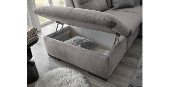 WOHNLANDSCHAFT in Mikrovelours Hellgrau - Hellgrau/Schwarz, KONVENTIONELL, Kunststoff/Textil (217/334/127cm) - Carryhome