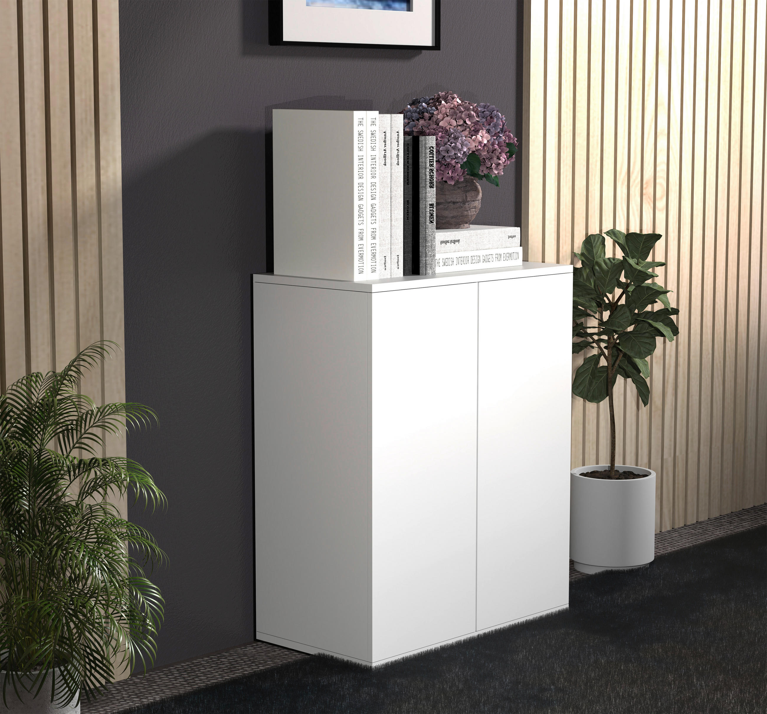 BYRÅ 60/73/32 cm - vit/antracit, Modern, trämaterial/plast (60/73/32cm) - MID.YOU
