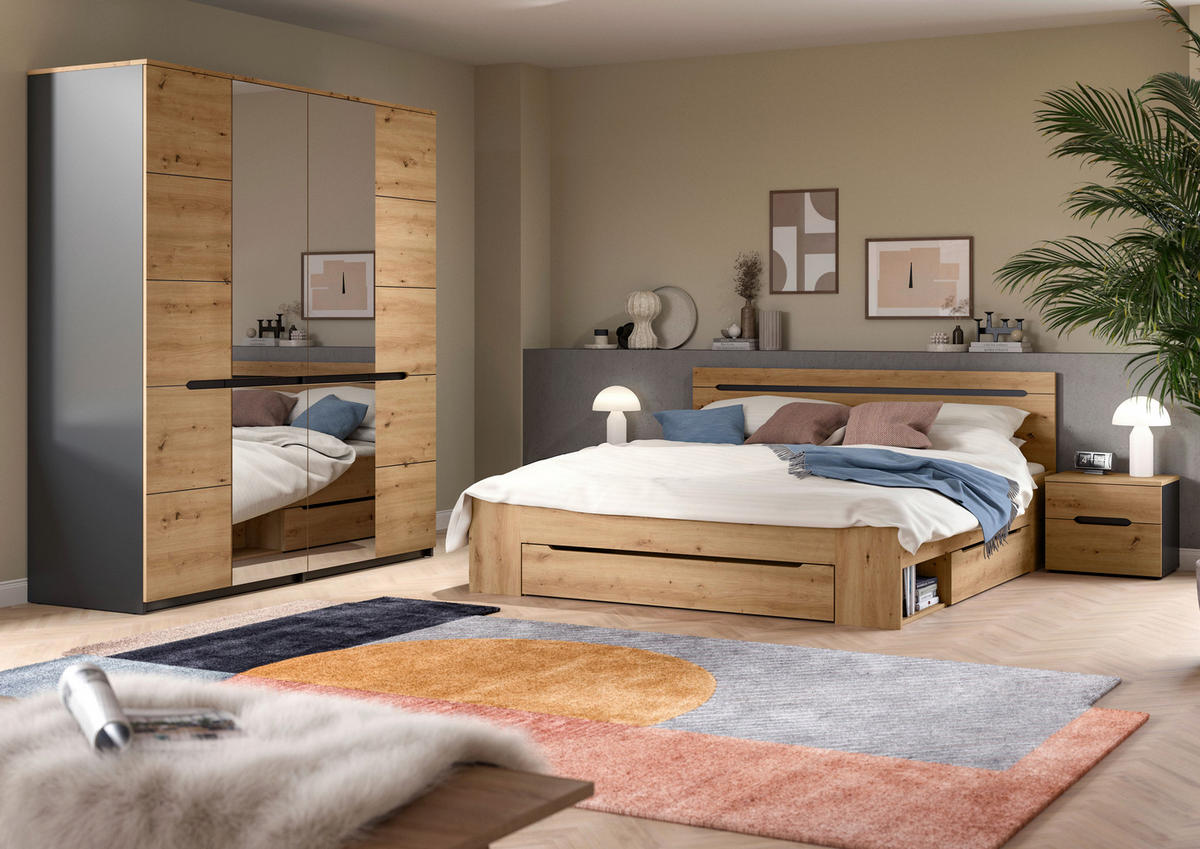 SCHLAFZIMMER Grau, Eiche Artisan  - Eiche Artisan/Grau, MODERN, Holzwerkstoff - MID.YOU