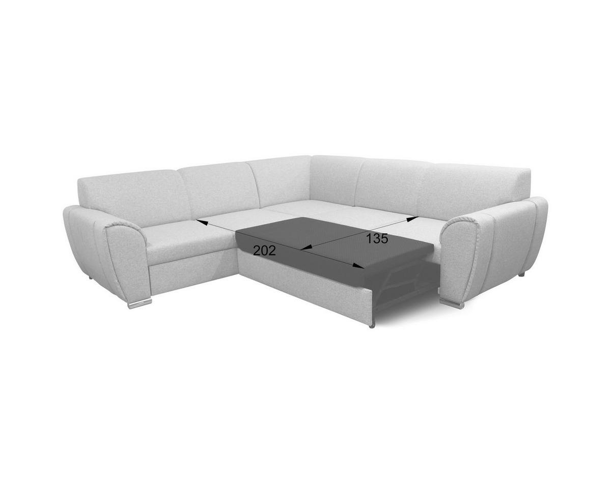 ECKSOFA Hellgrau Flachgewebe  - Silberfarben/Hellgrau, Design, Kunststoff/Textil (266/266cm) - Livetastic