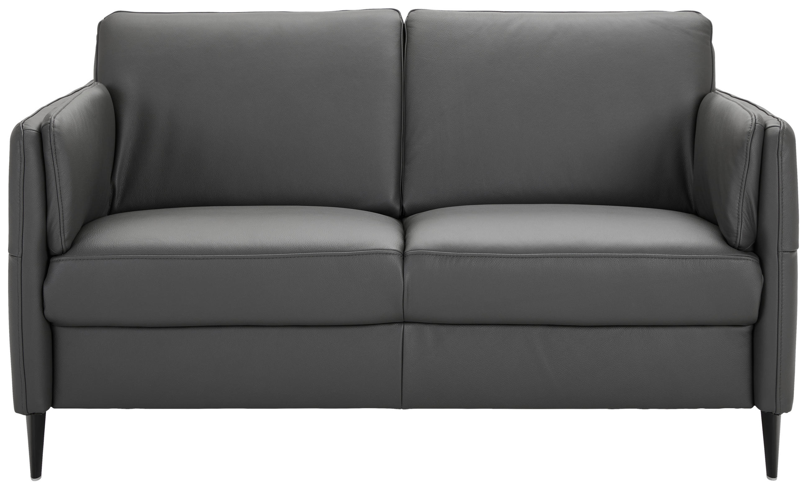2,5-SITZER Echtleder Anthrazit, Schwarz  - Anthrazit/Schwarz, Design, Leder/Metall (164/84/99cm) - Dieter Knoll