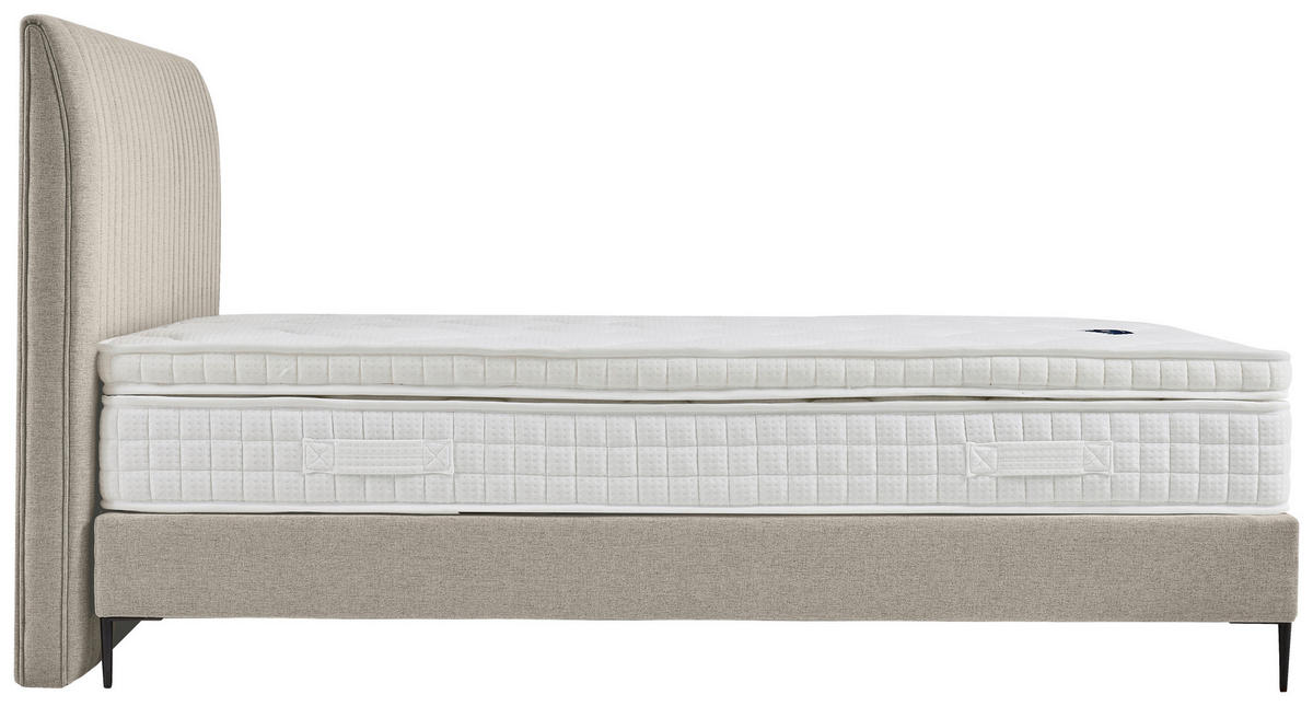 BOXSPRINGBETT 180/200 cm  in Creme  - Creme/Schwarz, MODERN, Holzwerkstoff/Textil (180/200cm) - MID.YOU
