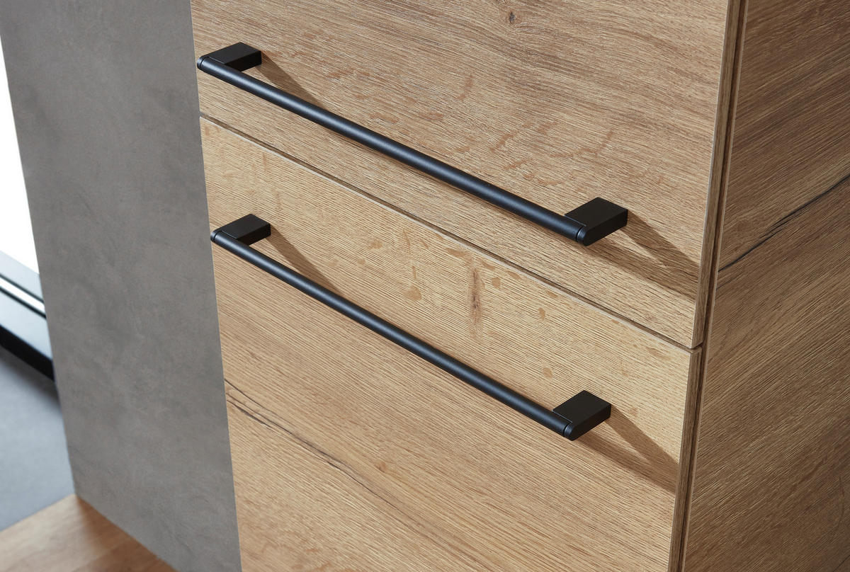 HOCHSCHRANK 45/168/31,8 cm  - Eichefarben/Schwarz, KONVENTIONELL, Glas/Holzwerkstoff (45/168/31,8cm) - Sadena